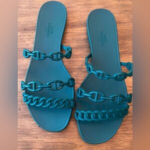 Hermes Rubber Chaine d’Ancre Rivage Sandals Jade Green 38 *sold out*